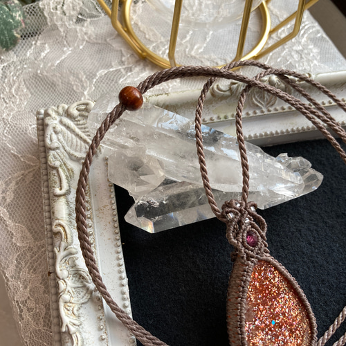 サンストーン マクラメ編みネックレス・マクラメネックレス ネックレス