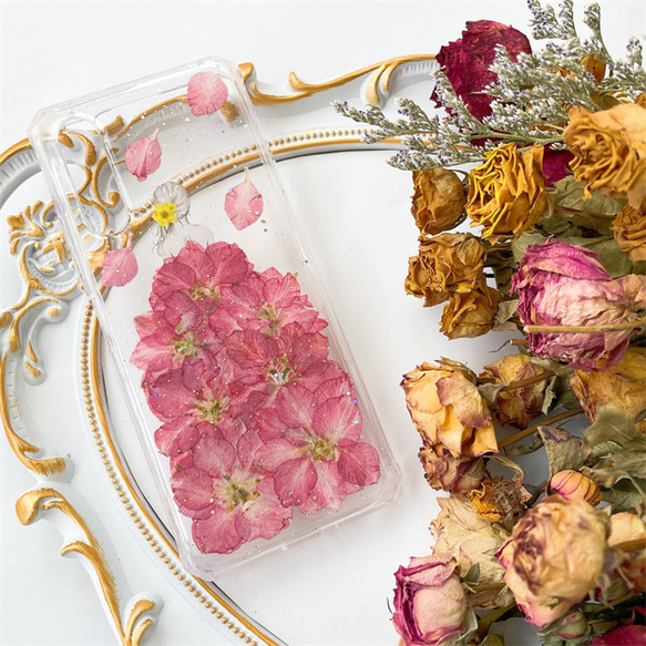 押し花スマホケース*全機種対応 *手帳型*iFace風*iPhone15 iPhone15Pro  