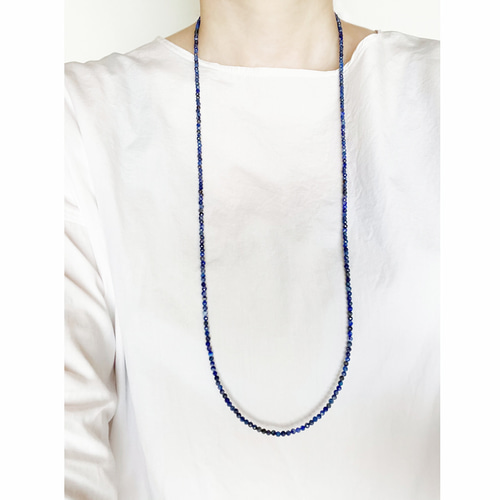 ラピスラズリロングネックレス 2WAY 大人ネイビー 天然石 誕生日 12月