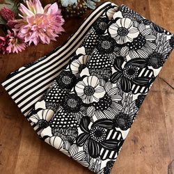 モノトーンボタニカル柄リバーシブル半幅帯 和装小物（帯・半襟） 花鹿