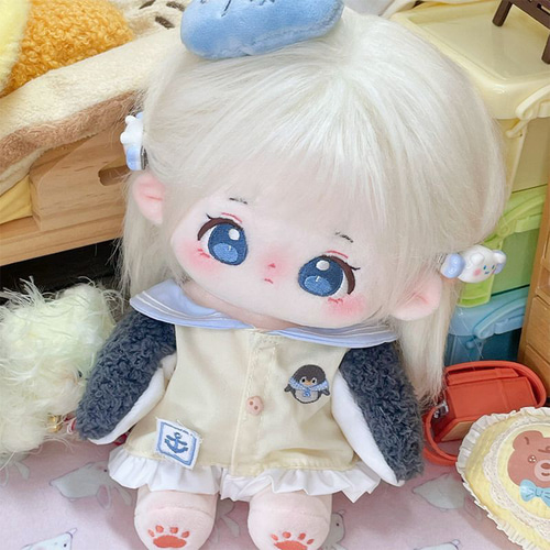 20cm 着せ替えぬいぐるみ 無属性 着せ替え人形 白い髪と青い目女の子 