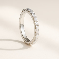 モアサナイト 重ね付けリング｜プリンセスカット4mm＆エタニティ2mm（PG×PT） 4枚目の画像