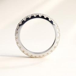 モアサナイト 重ね付けリング｜プリンセスカット4mm＆エタニティ2mm（PG×PT） 6枚目の画像