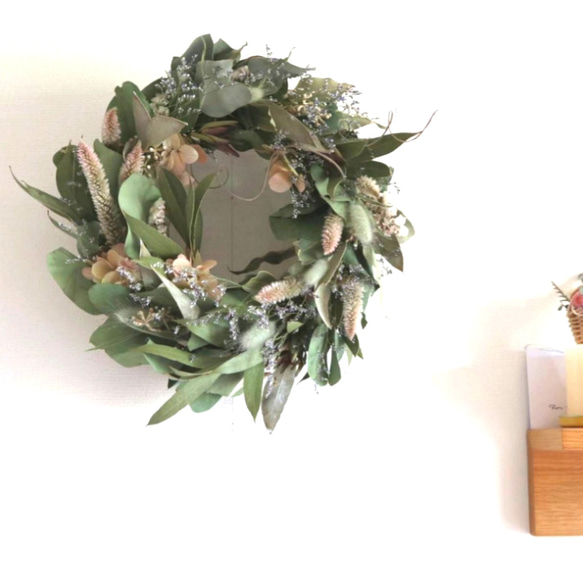 ユーカリとセロシアのナチュラルリース リース viento 通販 18109065