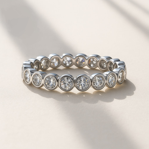 モアサナイト ベゼルフルエタニティリング｜3mm石 × Dカラー VVS1