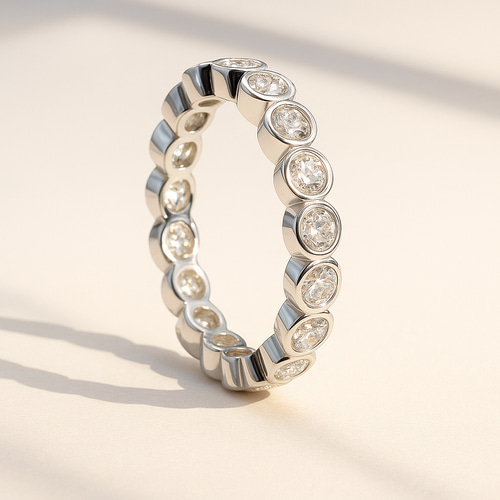 モアサナイト ベゼルフルエタニティリング｜3mm石 × Dカラー VVS1