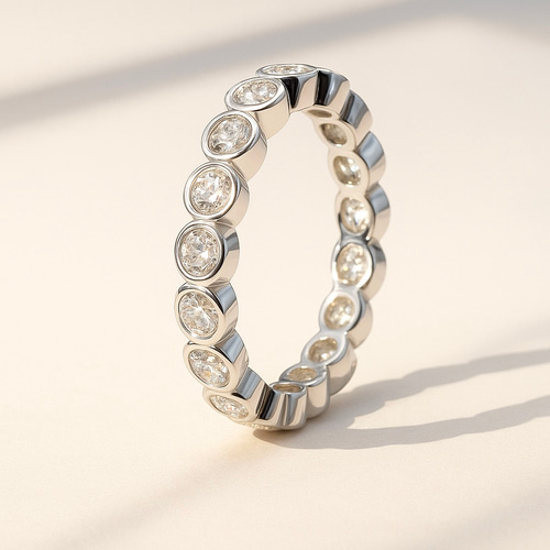 モアサナイト ベゼルフルエタニティリング｜3mm石 × Dカラー VVS1