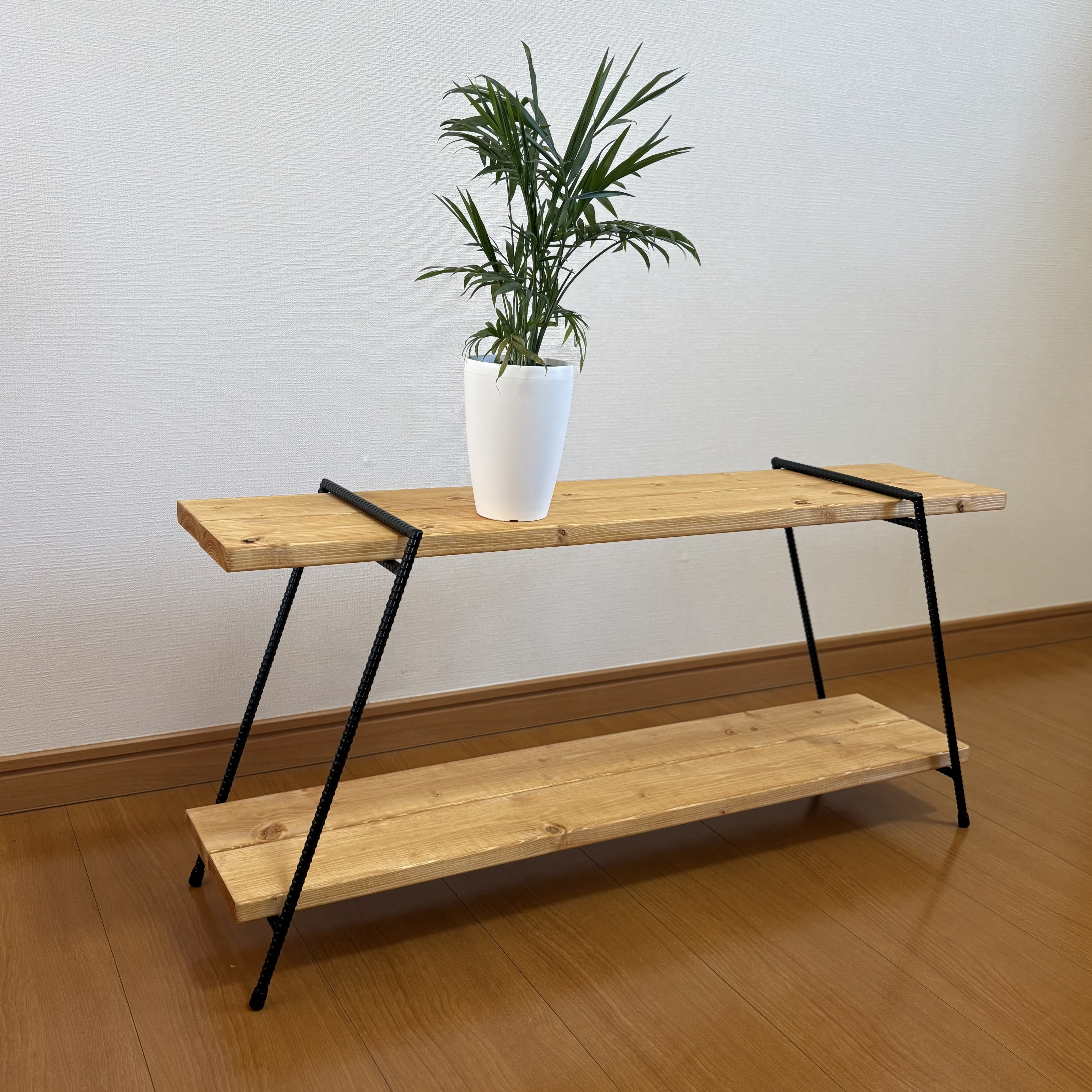 アイアンシェルフ　アイアンレッグ　キャンプ収納　イベント 什器　観葉植物棚　天板付　送料込み