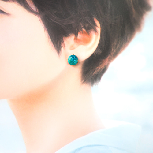 七宝焼 Cocktail○ポストピアス~Blue hawaii~ ピアス（スタッド・一粒
