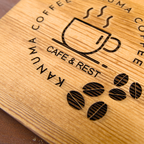 四角 レトロ調のショップ看板 表札/ロゴ彫刻/レーザー彫刻 表札