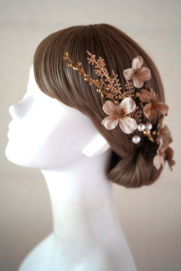 【ハナミズキ-headdress】ー 結婚式髪飾り /  成人式髪飾り / 卒業式髪飾りー(gold) 2枚目の画像