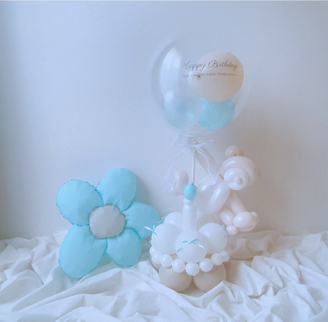 空飛ぶくまちゃんとバルーンケーキギフトセット ／ 誕生日・記念日・名入れギフト