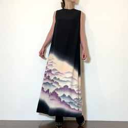 着物リメイク　Aラインワンピース【2295】 着物リメイク 絽の袖付きAラインワンピース ワンピース komomo