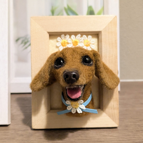 羊毛フェルト　犬　○Мダックスフンド○　フレーム 羊毛フェルト 犬 Мダックスフンド フレーム