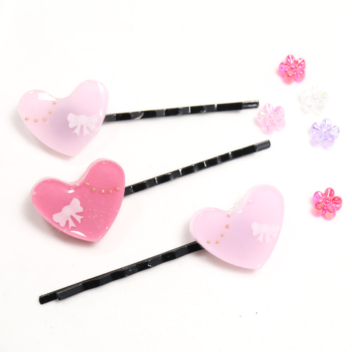 レジンヘアゴム37セキセイインコハート仲良しカップルピンク