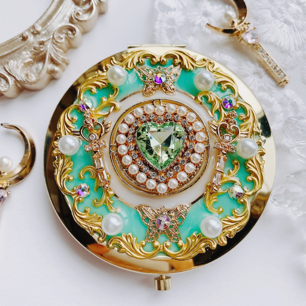 mint green キラキラ魔法のプリンセスコンパクト　両面ミラー