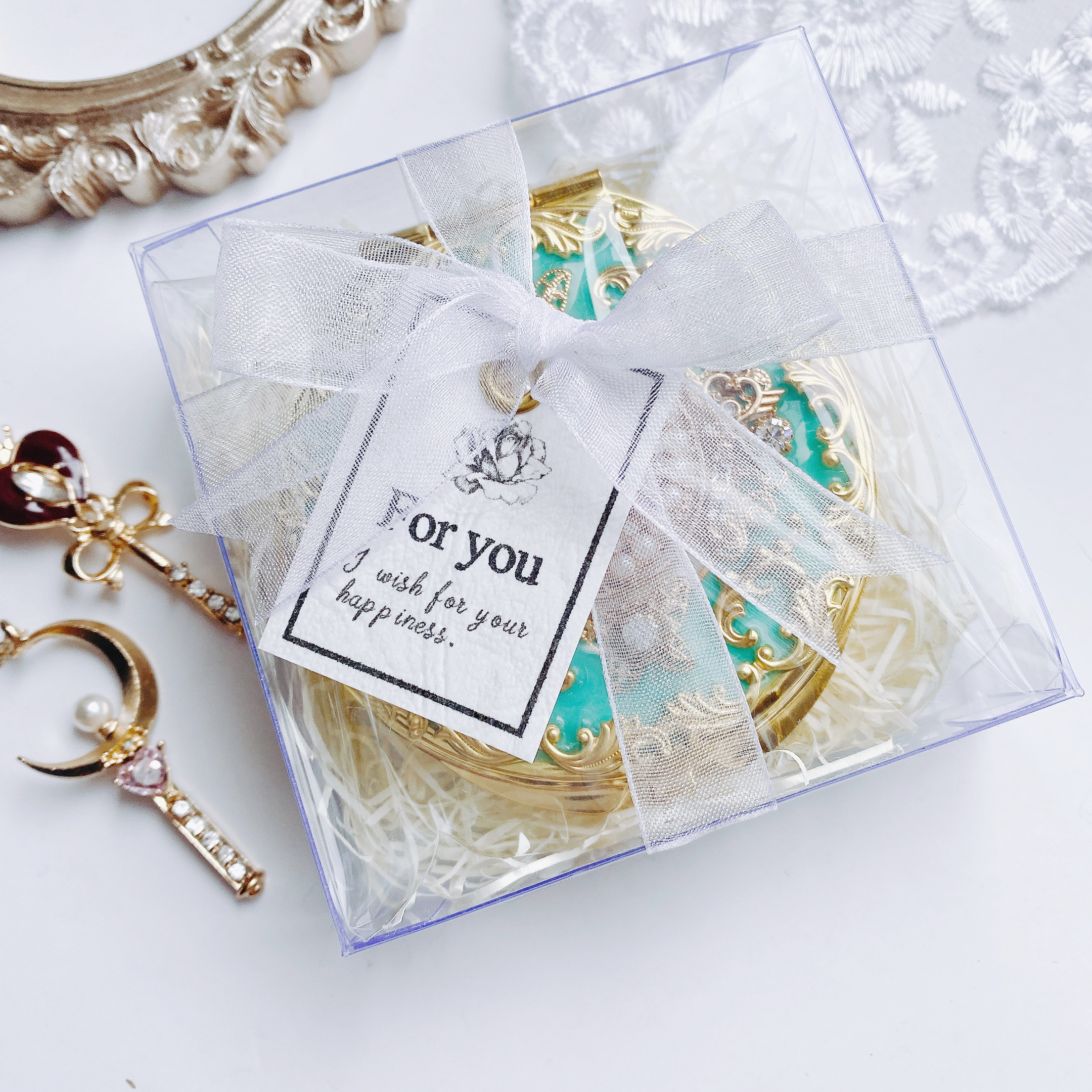 mint green キラキラ魔法のプリンセスコンパクト　両面ミラー