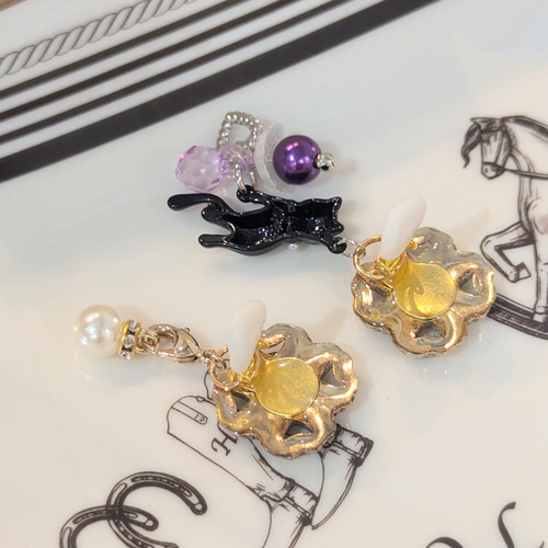 ゴールド×ピンク、ゴールド×ラベンダー、フレームヴィンテージボタンと  