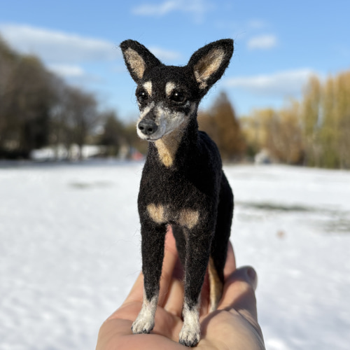 ミニピンオーダー専用 】小さなリアル ミニピン 手乗り 羊毛フェルト犬