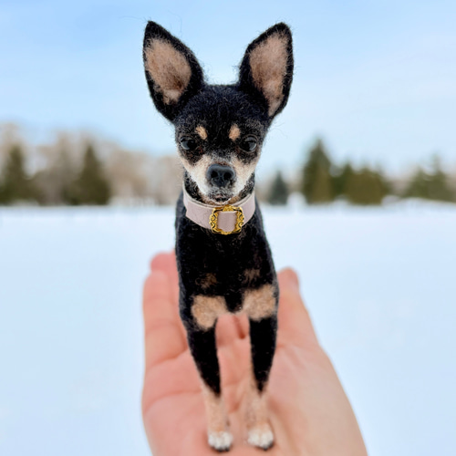 ミニピンオーダー専用 】小さなリアル ミニピン 手乗り 羊毛フェルト犬