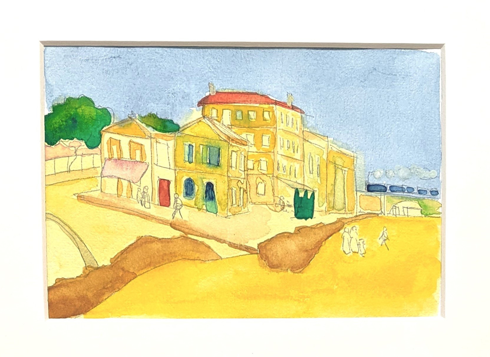 水彩画 4枚もの　SHO 人物画　ゴッホ　コピー　