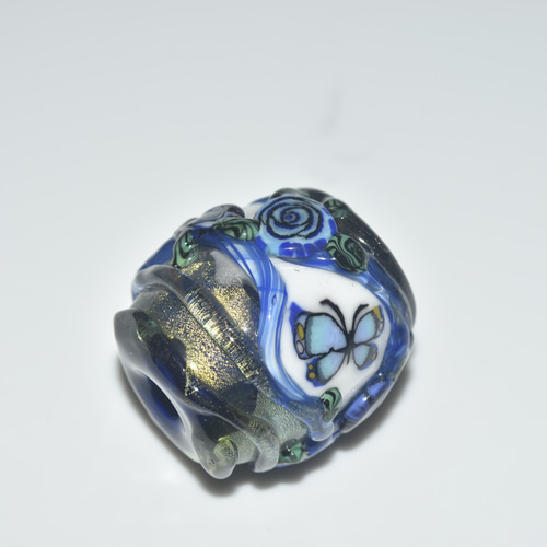 蝶 とんぼ玉 ペンダントトップ michaoo71 (11800-499)ガラス工芸家創作