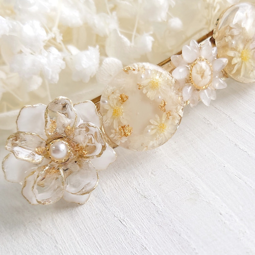 お花のバレッタ♪ バレッタ】光花 お花のバレッタ 紅色 レジンバレッタ ヘア