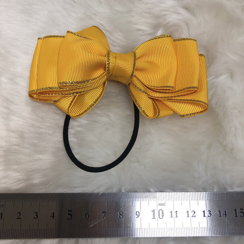 リボン ヘアゴム ヘアアクセサリー ハンドメイド 黄色 ヘアゴム MISA