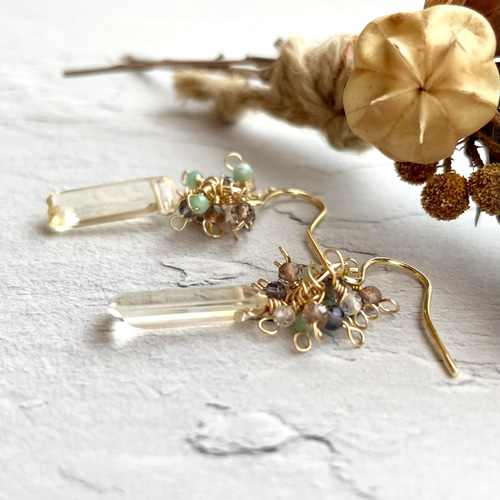 送料無料】 【再販】 14kgf 宝石質 シトリン 天然石の粒々たくさん  