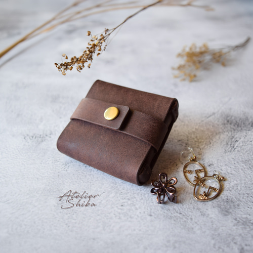 ジュエリーケース 本革 ｲﾀﾘｱﾝﾚｻﾞｰ DarkBrown ダークブラウン 小銭入れ