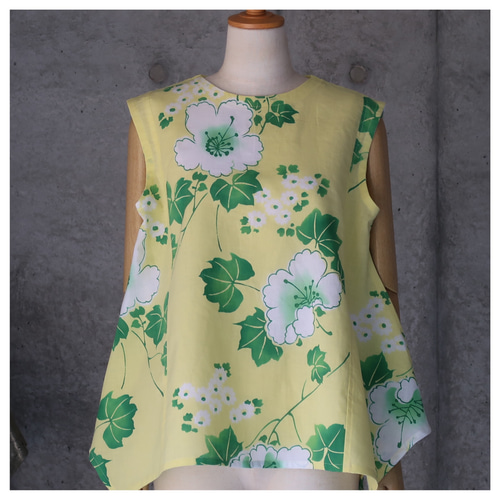 着物リメイク 浴衣のノースリーブスブラウス L カットソー COCORO 通販