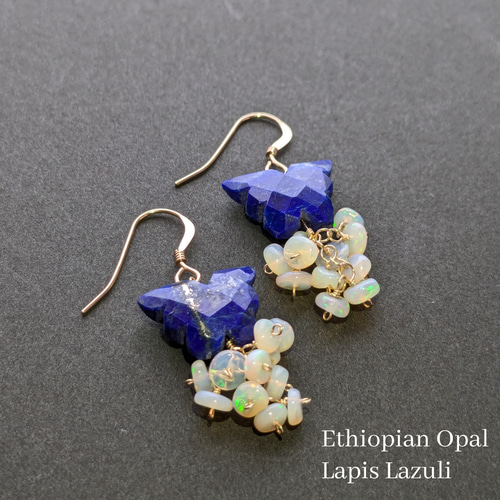 みっちゃん◆エチオピアオパールピアス✧14kgf 14kgfエチオピアオパールピアス/イヤリング