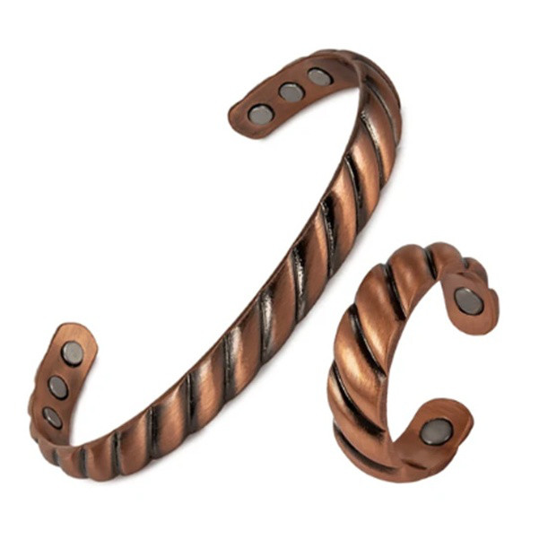 純銅製ジュエリー 純銅磁気ブレスレット エネルギー  磁気ブレスレット 磁気リング 指輪 バングル 健康SSP089