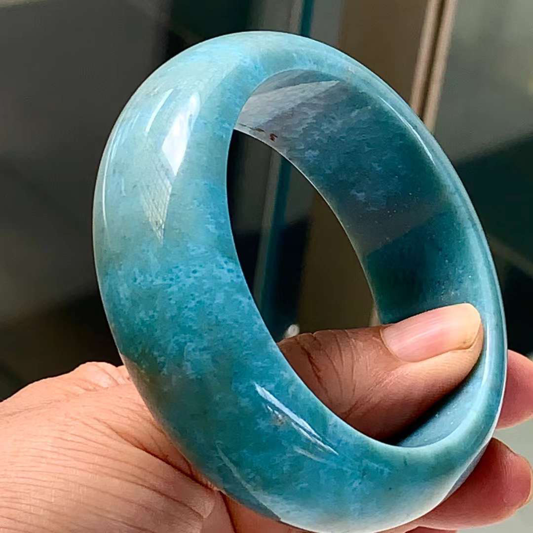 天然無処理　ラリマー  デザインバングル No6014 天然無処理 ラリマー デザインバングル No6014（60.5mm 天然無