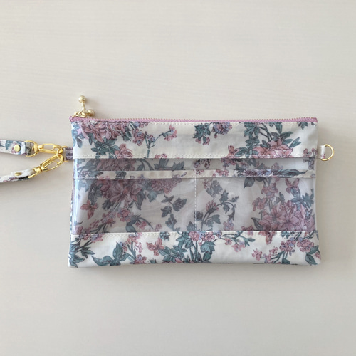 リバティ】お薬手帳・通帳ケース〜ダブルファスナーポーチ（透明窓付き