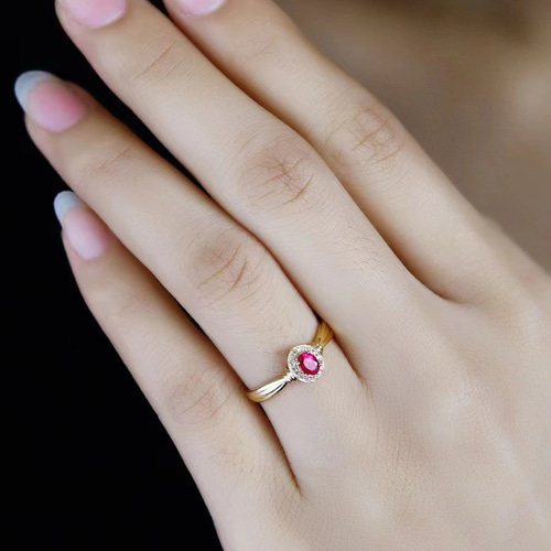 K18 ルビー ダイヤモンド イエローゴールド 一粒 ダイヤ リング 指輪 天然 