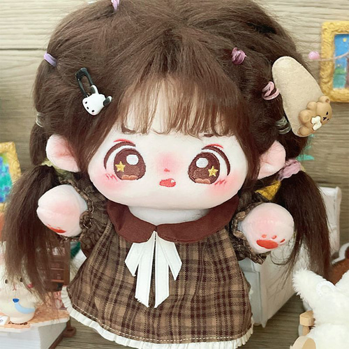 15cm オリジナル ぬいぐるみ 着せ替え 女の子 ロングヘア 茶色髪 ロングヘア女の子 20cm 着せ替えぬいぐるみ 無属性 黒髪青い目
