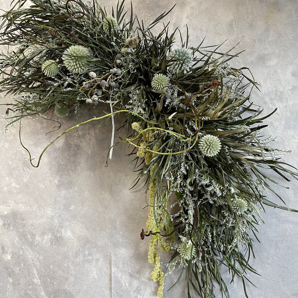 三日月型ドライフラワー壁掛け 4枚目の画像