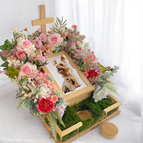 癒しと安らぎに満ちたペット用光触媒ミニ祭壇 メモリアルセット アート