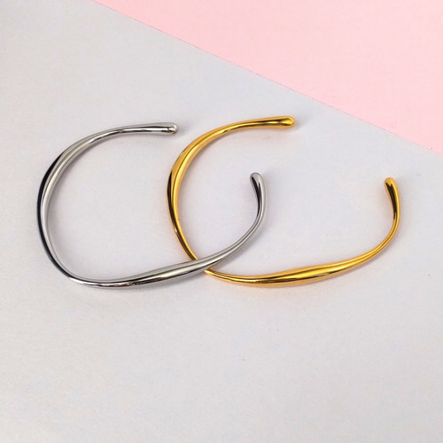 143 ニュアンスカーブバングル ゴールド/シルバー｜金属アレルギー対応