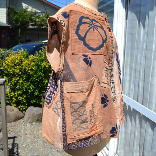 柿渋染め手ぬぐい はおりベスト J-101 ベスト アトリエ 明 通販