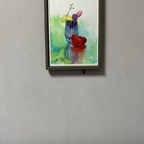 水彩アート「江戸切子と果実 弐」B5手描き原画、1点物