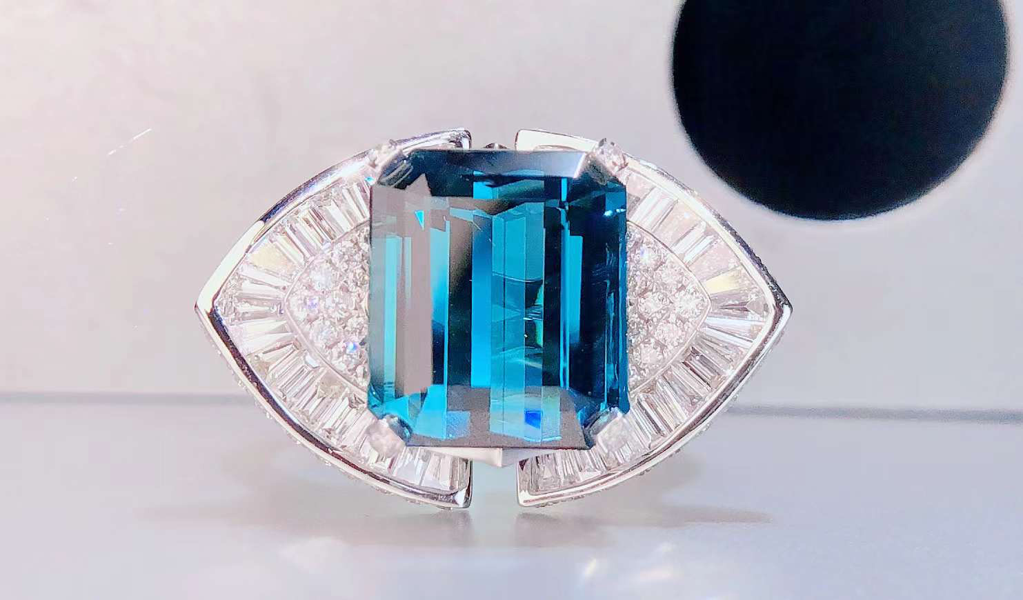 6.78ct天然ラグーントルマリン 指輪 天然ダイヤモンド 鑑定書付き 高 