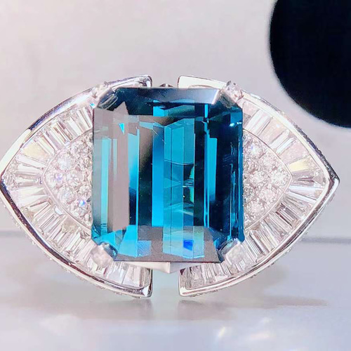 大人気新品  6.78ct天然ラグーントルマリン 指輪 鑑定書 天然ダイヤモンド アクセサリー