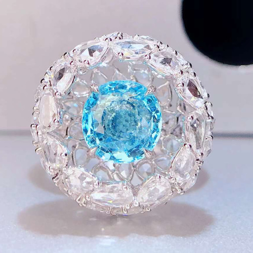 天然パライバトルマリン ネックレス k18YG 天然ダイヤモンド