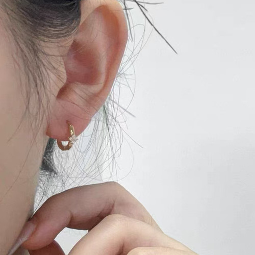 天然ダイヤモンド付き2wayピアスk18