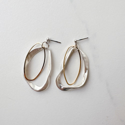 金属アレルギー　チタン　ダブルフープ　大ぶりフープ　コンビピアス　シルバー　ピアス イヤリング　大ぶり　シルバー 7枚目の画像