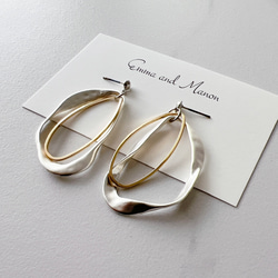 金属アレルギー　チタン　ダブルフープ　大ぶりフープ　コンビピアス　シルバー　ピアス イヤリング　大ぶり　シルバー 8枚目の画像