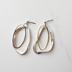 金属アレルギー　チタン　ダブルフープ　大ぶりフープ　コンビピアス　シルバー　ピアス イヤリング　大ぶり　シルバー 2枚目の画像