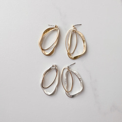 金属アレルギー　チタン　ダブルフープ　大ぶりフープ　コンビピアス　シルバー　ピアス イヤリング　大ぶり　シルバー 3枚目の画像